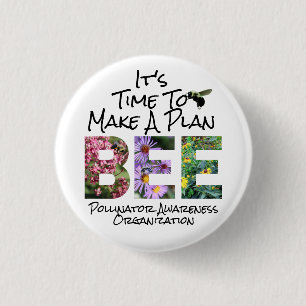 Custom Pollinator Organization Plan Bee 1 Inch Round Button