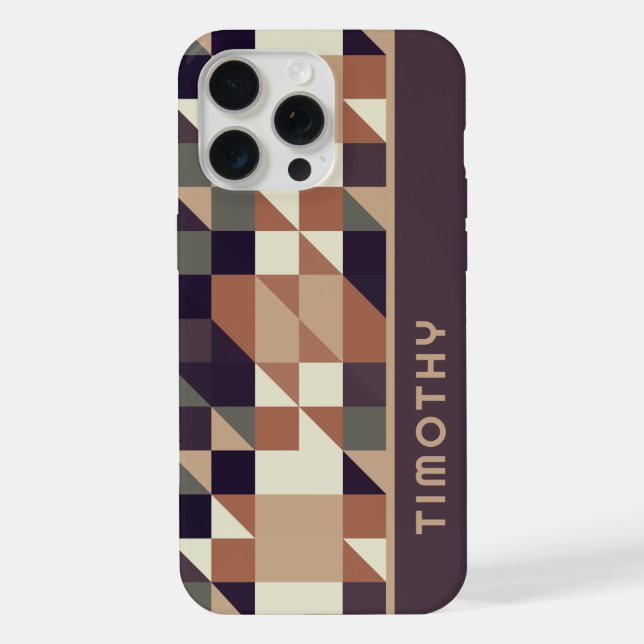 Custom Polygon Triangles Squares Art Pattern iPhone Case (Back)