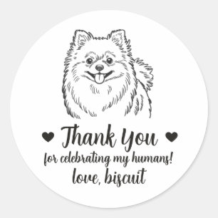 Custom Pomeranian Dog Wedding Favour Stickers
