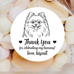 Custom Pomeranian Dog Wedding Favour Stickers
