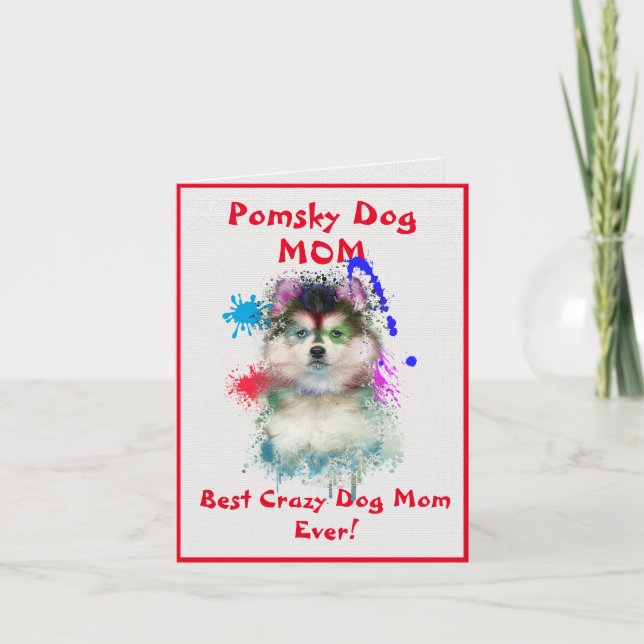 Custom Pomsky Mom Dog Best Crazy Dog Lady Digital Card (Front)
