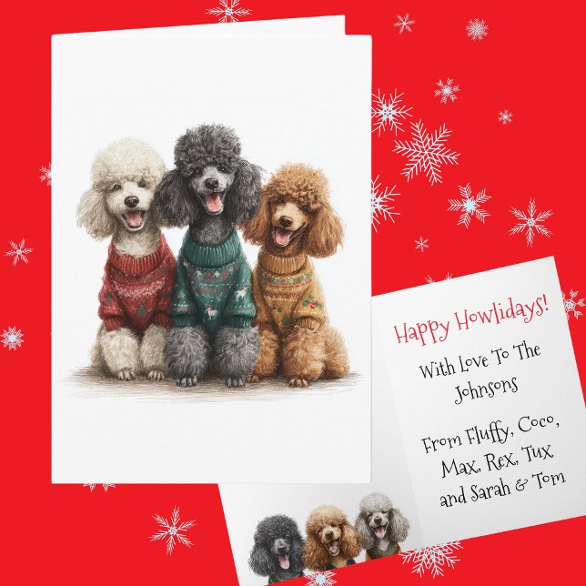 Custom Poodle Christmas Ugly Sweater Holiday Card (Creator Uploaded)