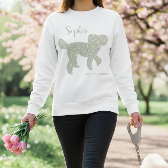 Custom Poodle Name Sweatshirt Sage Green Silhouett (Creator Uploaded)