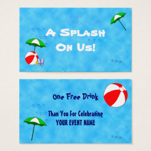 Custom Pool Party Event Drink Ticket