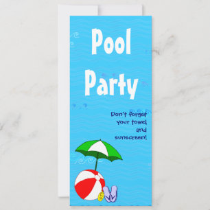 Custom Pool Party Swimming Theme Invitations