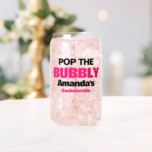 Custom Pop The Bubbly Bachelorette Party Favours Can Glass (Insitu (Wedding))