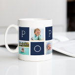 Custom Poppop Grandfather Photo Collage Coffee Mug<br><div class="desc">Create a sweet keepsake for a beloved grandpa this Father's Day or Grandparents Day with this simple design that features six of your favourite Instagram photos, arranged in a collage layout with alternating squares in navy blue, spelling out "Poppop." Personalize with favourite photos of his grandchildren for a treasured gift...</div>