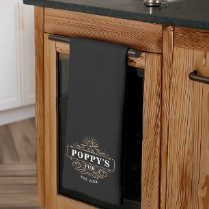 Custom Poppy's Pub Year Established Kitchen Towel