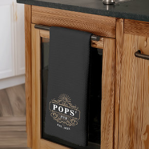 Custom Pop's Pub Year Established Kitchen Towel
