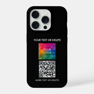 Custom Popular Elegant QR Code Upload Logo Black iPhone 15 Pro Case
