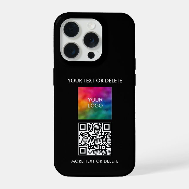 Custom Popular Elegant QR Code Upload Logo Black iPhone Case (Back)
