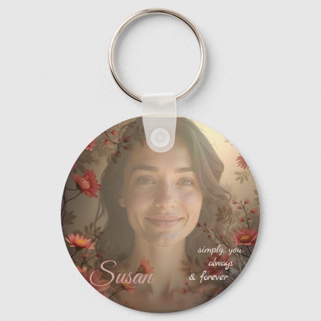 Custom Portrait for Her – Personalized Photo Gift Keychain (Front)