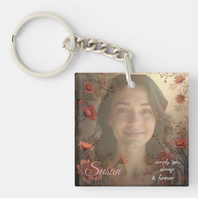 Custom Portrait for Her – Personalized Photo Gift Keychain (Front)