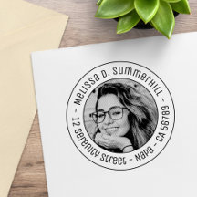 Custom Portrait Photo Round Address
