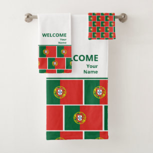 Custom PORTUGAL Flag  Bath Towel Set