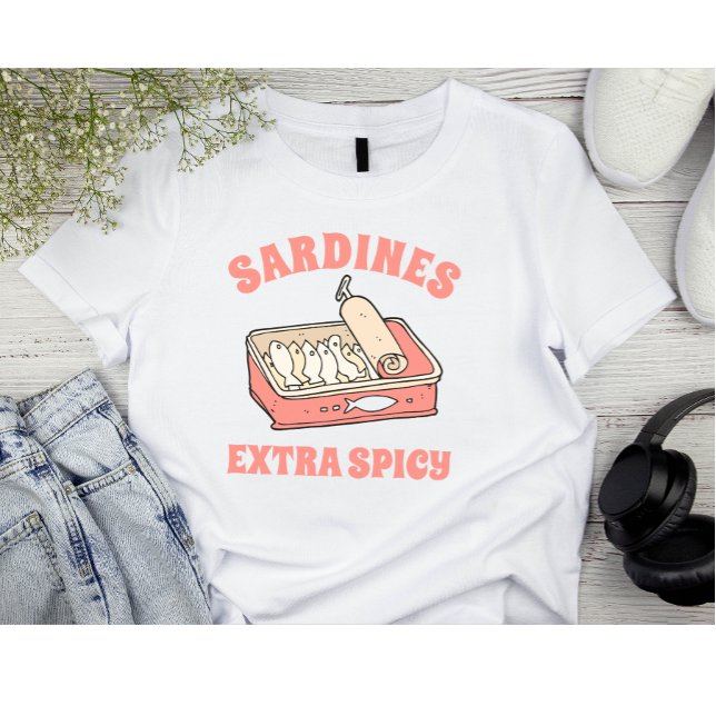 Custom Portugal Lover Sardines Light Pink Text T-Shirt (Modern custom sardines portugal lover text t-shirt)
