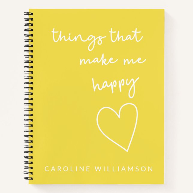 Custom Positive Affirmation Yellow Gratitude Notebook (Front)