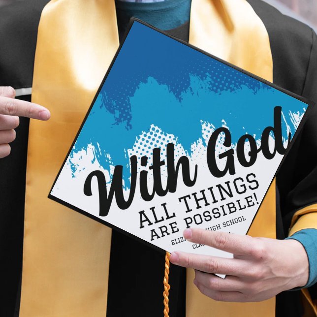 Custom Possible With God Gold Scripture Graduation Graduation Cap Topper (Creator Uploaded)