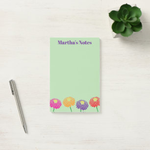 Custom Post-it® notes with colorful Zinnia flowers