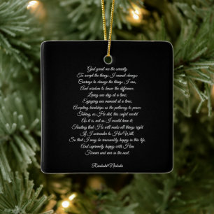 Custom prayer song quote message elegant black ceramic ornament
