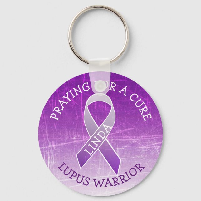 Custom Praying for a Cure Lupus Warrior Key chain (Front)