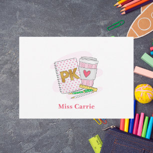 Custom Pre Kindergarten Pink Dot Notebook Coffee Card