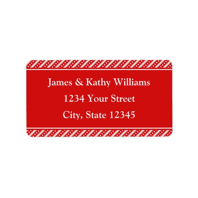 Custom Pre-printed Red Christmas Address Labels (Front)