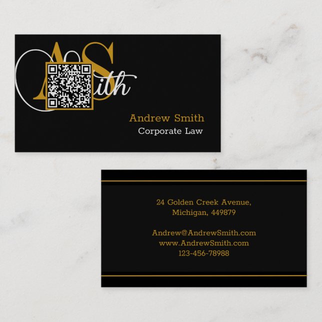 Custom Premium Black & Gold, QR Code, Professional Business Card (Front/Back)