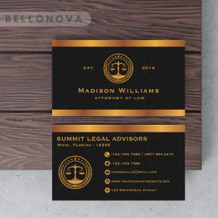 Custom Premium Gold Black Classic Monogram Law Business Card