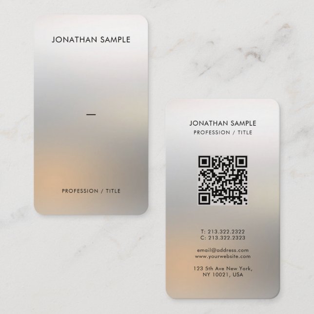 Custom Premium Silk Paper Glamourous Silver Luxury Business Card (Front/Back)