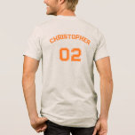 Custom Premium Soft Player Name Jersey Number Mens<br><div class="desc">Create your own custom, personalized, premium, unisex, modern, stylish orange typography / font / script, monogrammed player name jersey number, soft triblend, modern fit, crew neck, short sleeves mens team / club / league / personal tee t-shirt tshirt. Simply type in your name / player name and player jersey number,...</div>