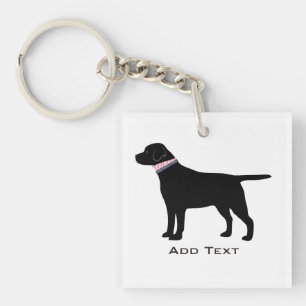 Custom Preppy Black Dog Lab Silhouette Keychain