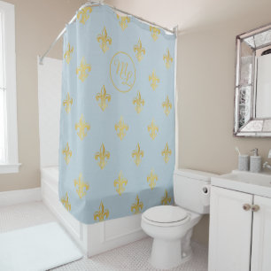 Custom Preppy gold & blue Fleur de Lis