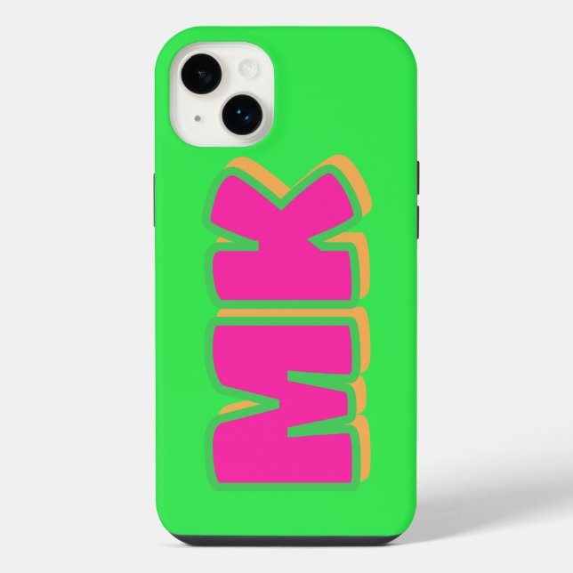 Custom Preppy Green Monogram Drop Shadow iPhone Case (Back)