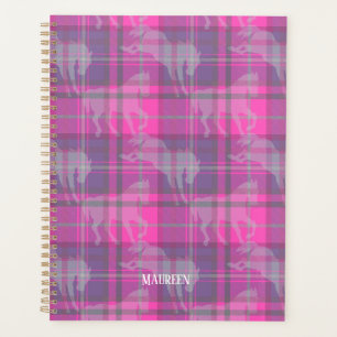 Custom preppy pink purple equestrian horse tartan planner