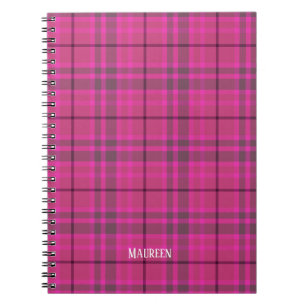 Custom preppy pink & purple plaid tartan trendy notebook