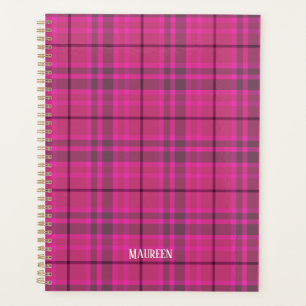 Custom preppy pink & purple plaid tartan trendy planner