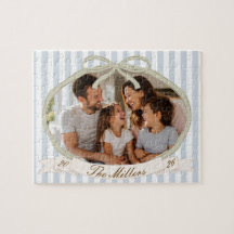 Custom Preppy Striped Family Photo, Name & Year