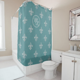 Custom Preppy teal blue Fleur de Lis