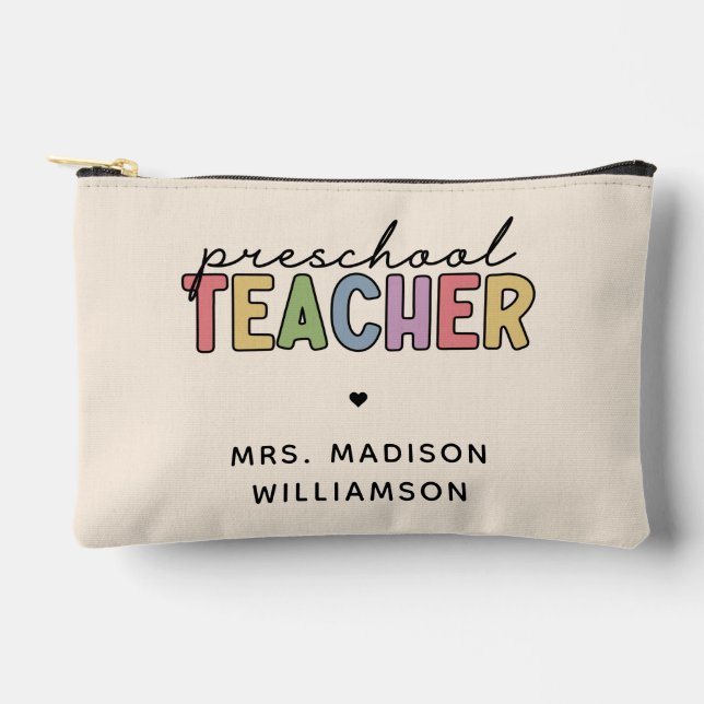 Custom Preschool Teacher Personalized Gifts Accessory Pouch (Front)