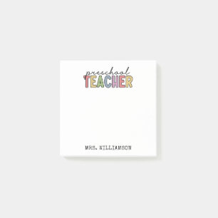 Custom Preschool Teacher Personalized Post-it Notes