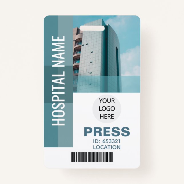 Custom Press Bar Code, Logo ID Badge (Front)