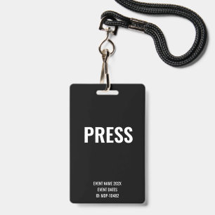 Custom Press Media Access Concert Festival Black Badge