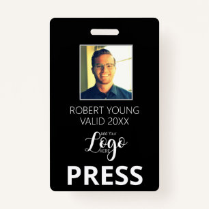 Custom PRESS - Photo pass- Name ID ID Badge
