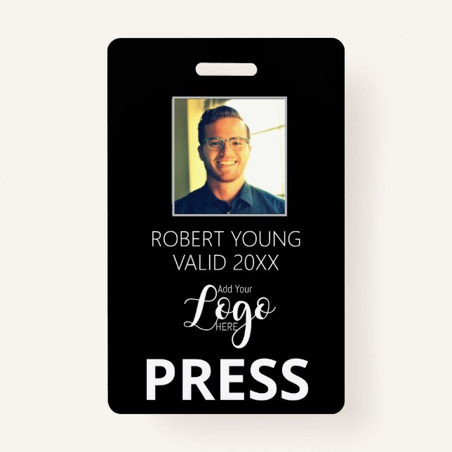 Custom PRESS - Photo pass- Name ID ID Badge (Front)