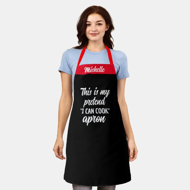 Custom "Pretend I Can Cook" Apron - Funny Kitchen (Worn)