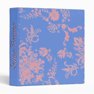 Custom Pretty Blue and Pink Damask Binder