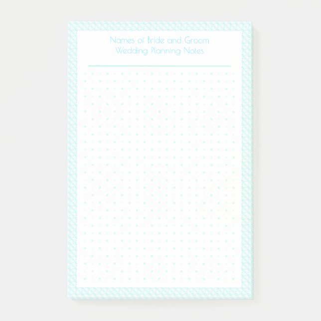 Custom Pretty Blue Dot Grid Wedding Plan Planner Post-it Notes (Front)
