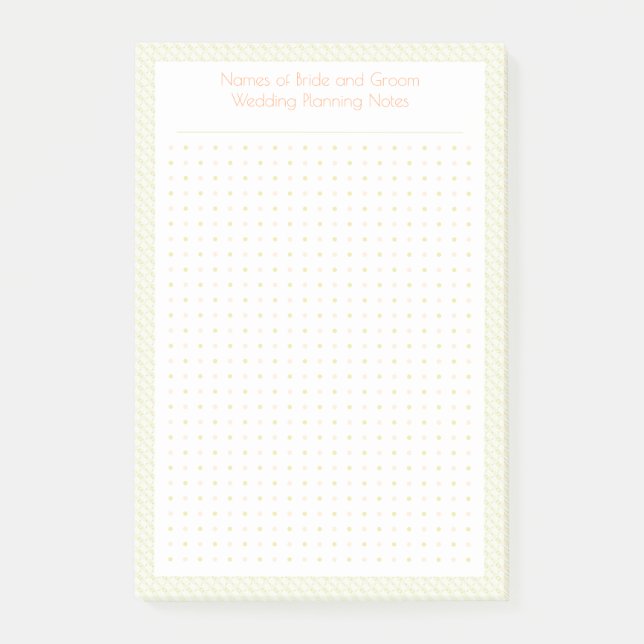 Custom Pretty Green Dot Grid Wedding Plan Planner Post-it Notes (Front)