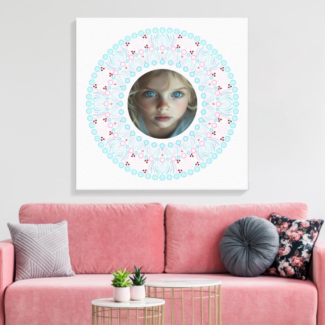 Custom Pretty Pastel Pink and Blue Mandala Frame Canvas Print (Insitu(LivingRoom))